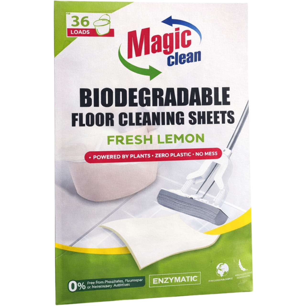Magic Clean Biodegradable Fresh Lemon, листчета за под, 36 броя ...
